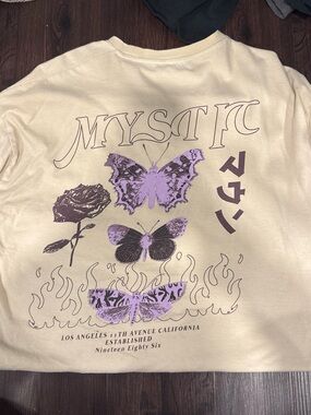 Mystic Graphic Tee for Kids - Cream with Purple Print